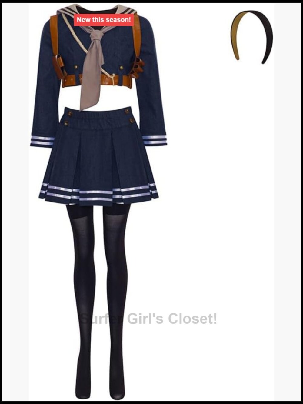 Womens Sexy Sailor School Uniform Cosplay Costume Dress Suit with Skirt